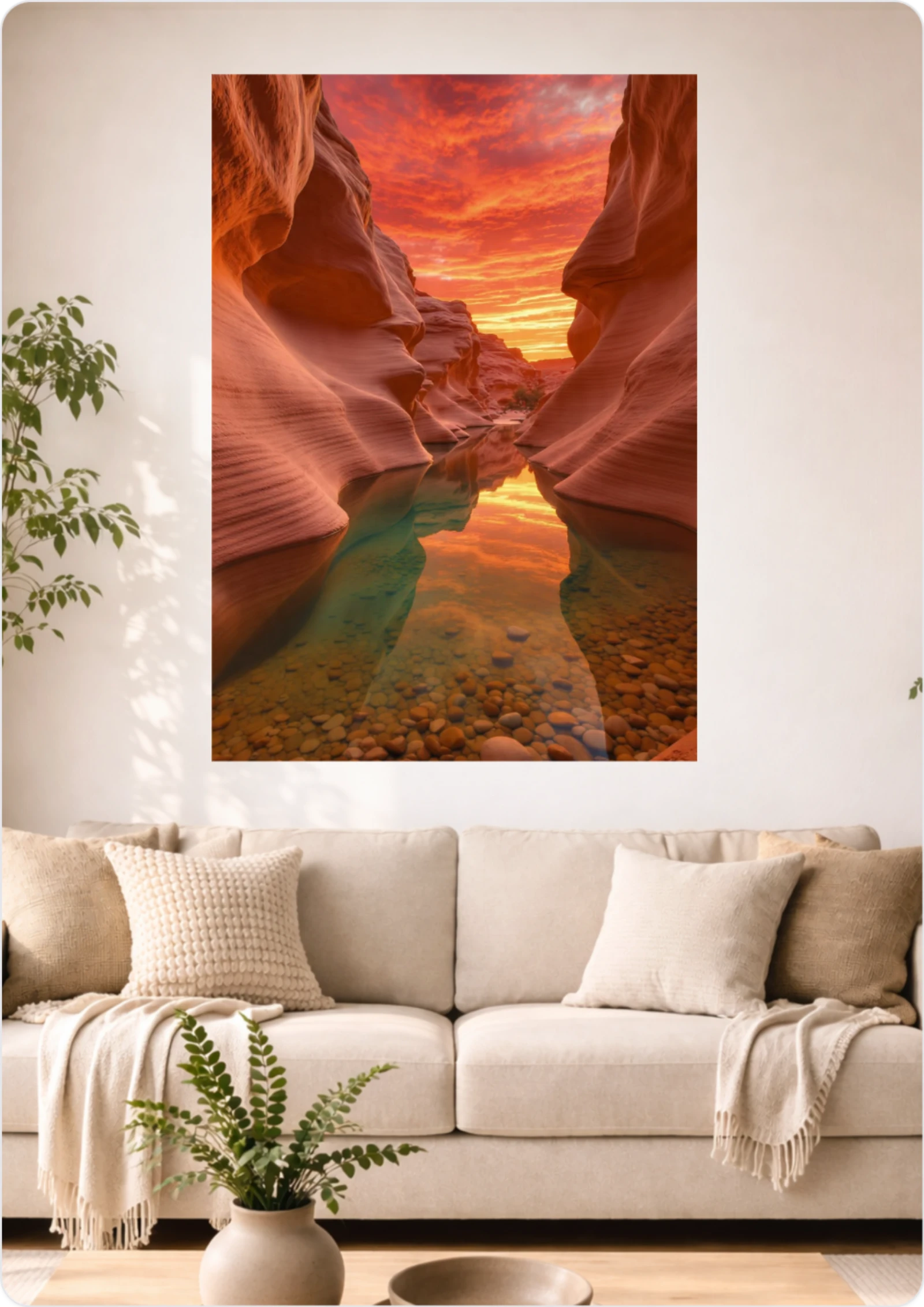 Affiche Canyon Rouge au Coucher du Soleil A3 Sans Cadre – Poster Paysage Nature et Reflets Éblouissants